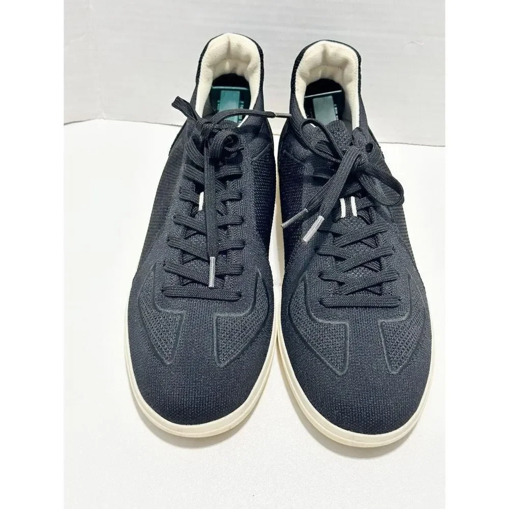 Rothy's Men's The RS01 Lace Up Knit Sneakers Black White Soles Size 10‎